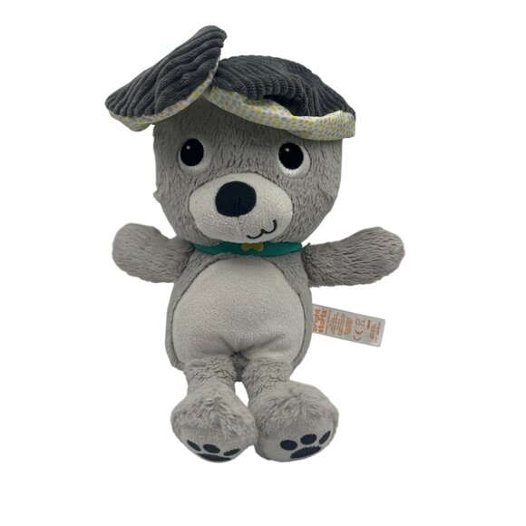 Bright Starts Gray Plush Dog Toy With Crinkle Ears & Teal Collar - Picture 1 of 4